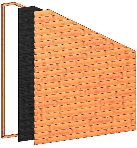 Wandmodule P potdekselplanken 2760x2850mm onbehandeld