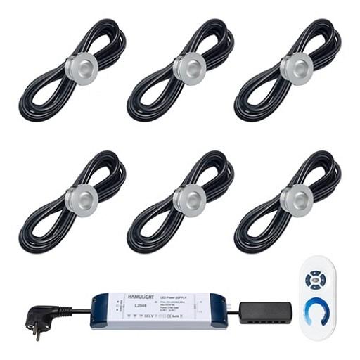 Verlichtingsset Aragon 6 spots ,zilver t.b.v. Ultraline en Designline overkapping