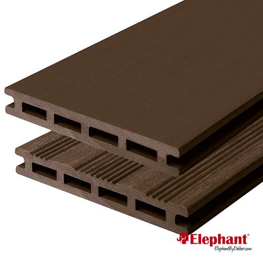 Vlonderplank bruin - Vlak/ semi ribbel, 2-zijdig bruikbaar 2,1x14,5x360 cm 2st/ set