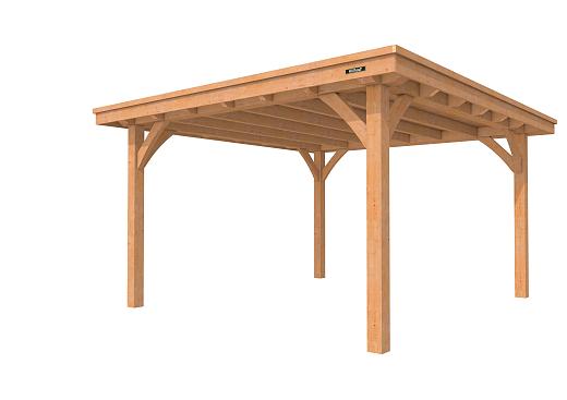 Buitenverblijf plat dak Excellent I, douglas, basismodel XXL/E, 399x399 cm, transparant gespoten.