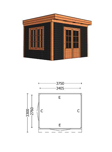 Buitenverblijf Casa 4850x3300x2600mm (bxdxh)