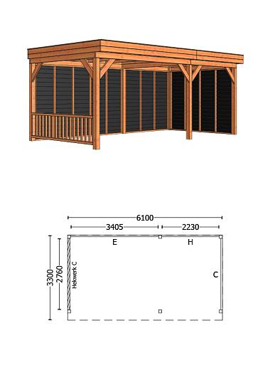 Buitenverblijf Casa 5950x3300x2600mm (bxdxh)