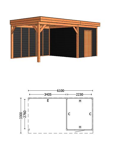 Buitenverblijf Casa 5950x3300x2600mm (bxdxh)
