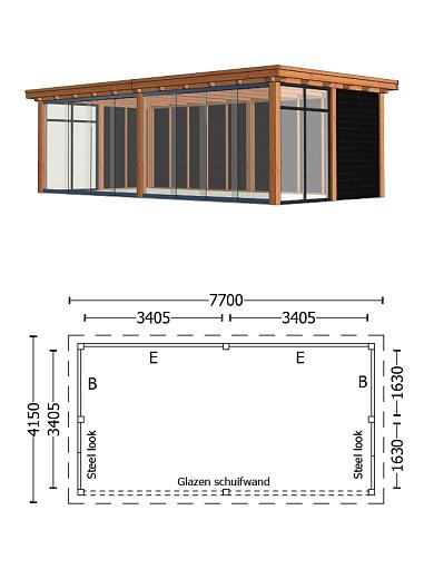 Buitenverblijf Siena 7700x3500x2500mm (bxdxh)