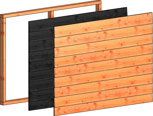 Wandmodule T potdekselplanken 1630x1170mm zwart