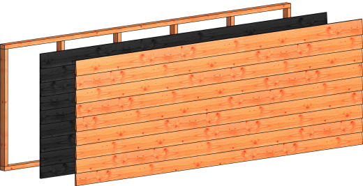 Wandmodule G potdekselplanken 3405x1170mm onbehandeld
