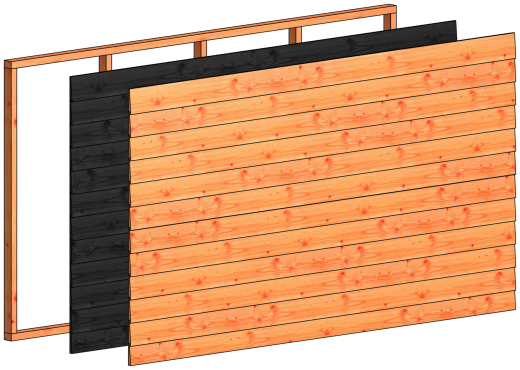 Wandmodule S potdekselplanken 2760x1560mm zwart