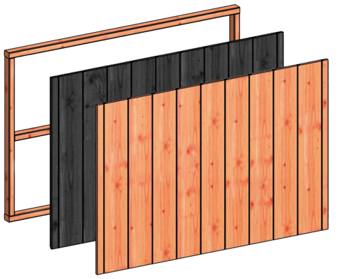 Wandmodule T sponningplanken 1630x1170mm onbehandeld