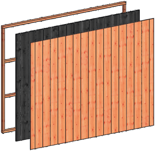 Wandmodule C sponningplanken 2760x2200mm zwart