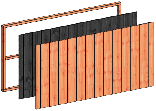 Wandmodule D sponningplanken 2230x1170mm zwart