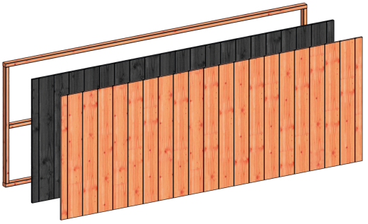 Wandmodule G sponningplanken 3405x1170mm zwart