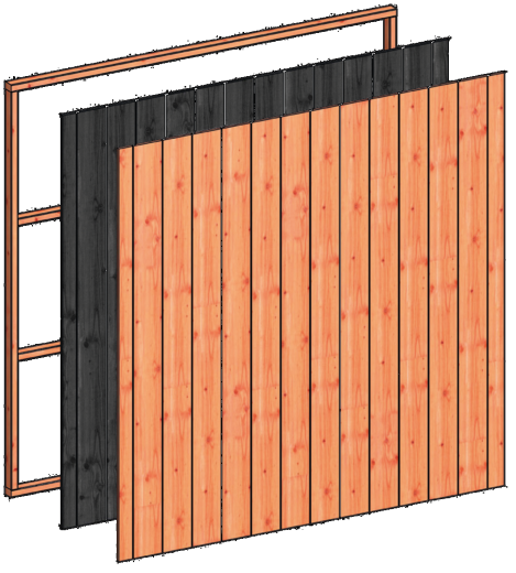 Wandmodule H sponningplanken 2230x2200mm zwart