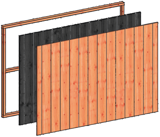 Wandmodule K sponningplanken 2230x1560mm zwart