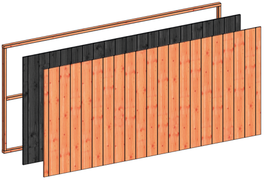 Wandmodule L sponningplanken 3405x1560mm zwart