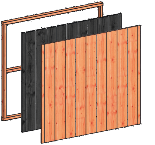 Wandmodule R sponningplanken 1630x1560mm onbehandeld