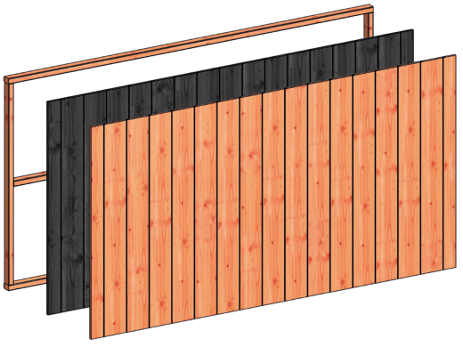 Wandmodule S sponningplanken 2760x1560mm zwart
