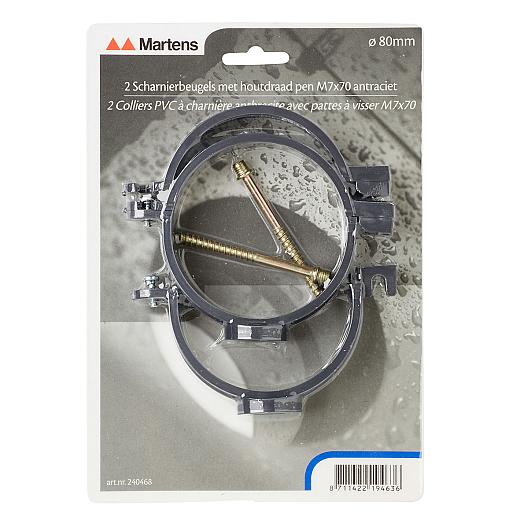80MM BEUGEL+PEN M6 ANTRACIET  2ST SK