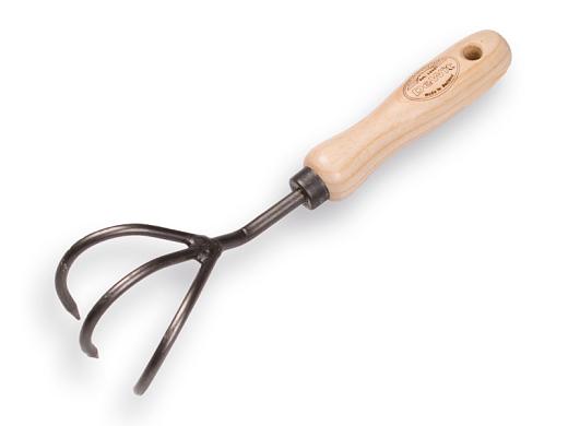 Cultivatortje 3 tands met essen handvat 14 cm.