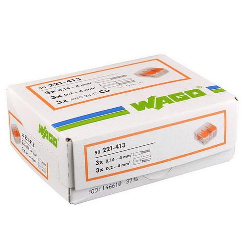 WAGO 3V verbindingsklem t/m 4mm soepel en massief - oranje 50 st.