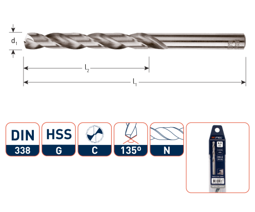 Spiraalboor HSS-G DIN338 N ø3,5 (2 st per set)