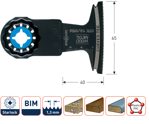 Zaagblad Multitool OTK13/65bi Hout/ Metaal SL 65x40 (1 st per set)