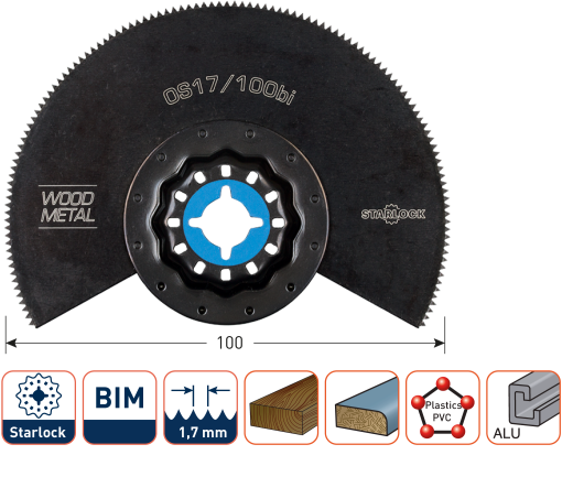 Zaagblad Multitool OS17/100bi Hout/ Metaal SL Ø100 (1 st per set)