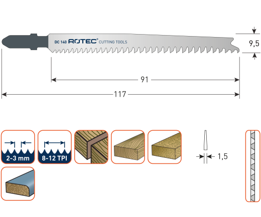 Decoupeerzaagblad DC140 / T234X (5 st per set)