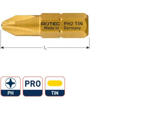 PRO Schroefbit Philips PH2 L=25 TiN-gecoat (2 st per set)