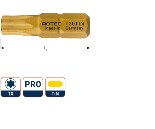 PRO Schroefbit Torx T25 L=25 TiN-gecoat (2 st per set)