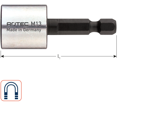 Dopsleutel magnetisch E6.3x50  SW12 (1 st per set)