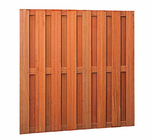 Hardhouten plankenscherm 18-planks recht verticaal/ horizontaal 180x180 cm.