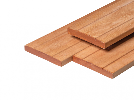 Bangkirai Vlonderplank hardhout 27x190mm 396cm lengte profiel 500 (V-groef 3cm)