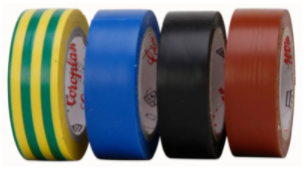 Isolatietape Assortiment: groen/geel, bruin, zwart, rood