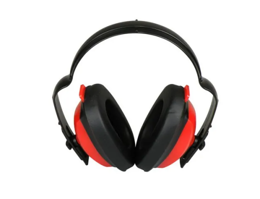 Gehoorkap met hoofdbeugel rood