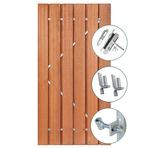Hardhouten privacy plankendeur 100x195cm - V-groeven (incl. slot en toebehoren)