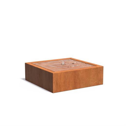 Cortenstalen watertafel 120x120x40 cm - incl. LED-verlichting + pomp