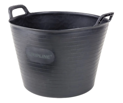 Grote flexibele kuip/ bouwemmer 42 liter zwart - 38x48,x35