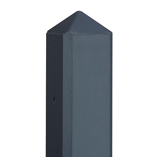 Betonpaal glad met diamantkop 10 x 10 x 308 cm, antraciet gecoat, hoekpaal.