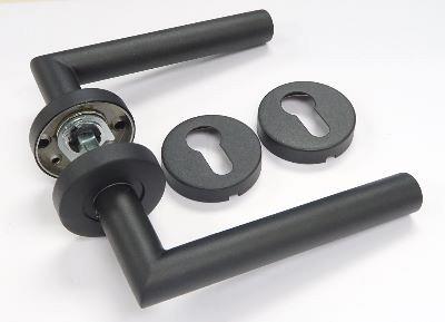 Deurkruk met rozetten - zwart