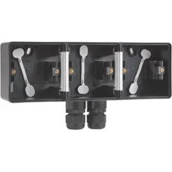 Hydro opbouwdoos 3V horizontaal + 2 M20 ingang + wartel zwart type 761-84952