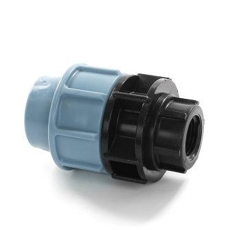 Unidelta schroefkoppeling, klem x binnendraad, Kiwa, 16 bar, 16 mm x ¾", zonder verstevigingsring