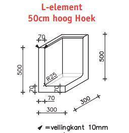 L-Hoekelement 30x30x50 (bxdxh) Roestbruin