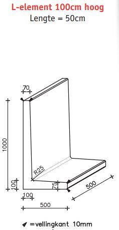 L-Element 50x50x100 (bxdxh) Roestbruin