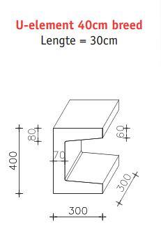 U-element 30x30x40 (bxdxh) grijs