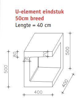 U-hoekelement 40x40x50 (bxdxh) Roestbruin