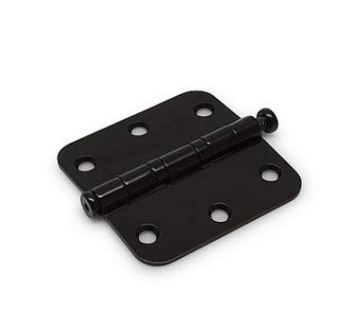Kogellagerscharnier, ronde hoeken 89x89mm - RVS pen - zwart gepoedercoat