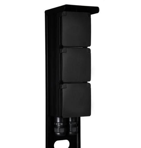 Tuinpaal - pro drievoudig met dubbele wartel zwart