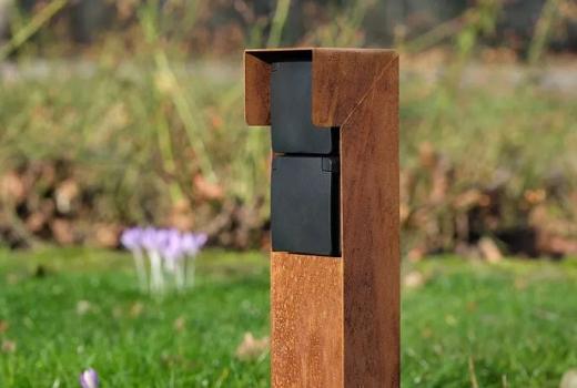 Tuinpaal pro+ dubbel met kabeldoos, afdekkap en installatiedraad (diverse kleuren)