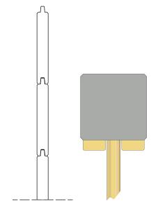 Douglas geschaafd blokhutprofiel 2,8 x 19,5 x 300 cm, zwart gespoten.