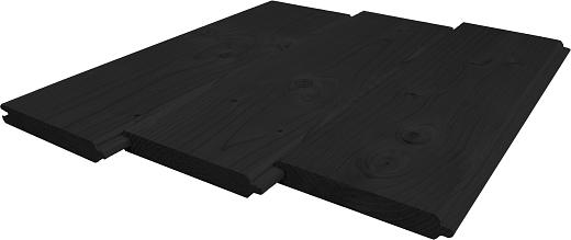 Douglas geschaafd blokhutprofiel 2,8 x 19,5 x 400 cm, zwart gespoten.